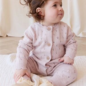 Jamie Kay Blush Knit Baby Emily One Piece Jumpsuit Pointelle